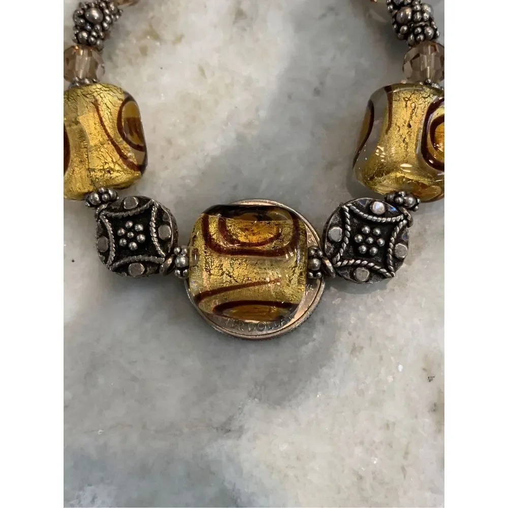 Austria Crystals and Murano Glass Sterling Silver Bracelet #handmade #Italy